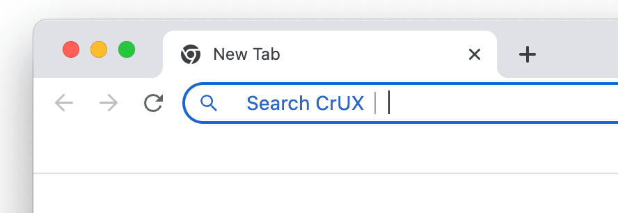 Chrome address bar showing the `Search CrUX` command.